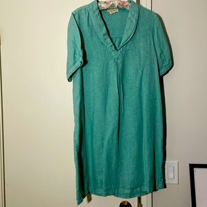 Cynthia Rowley mint green linen dress with platter collar, size XL